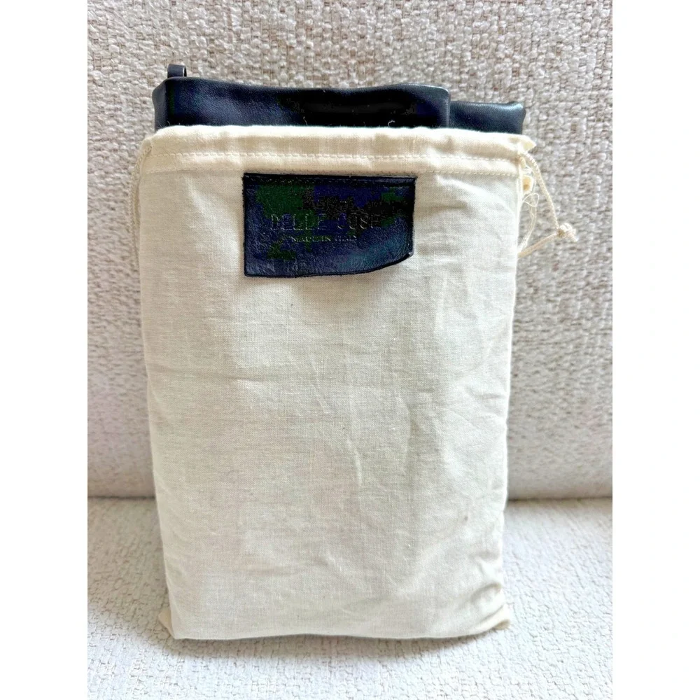 Delle Cose Poste Italia Black Leather Crossbody Italian Made Purse Dust Cover